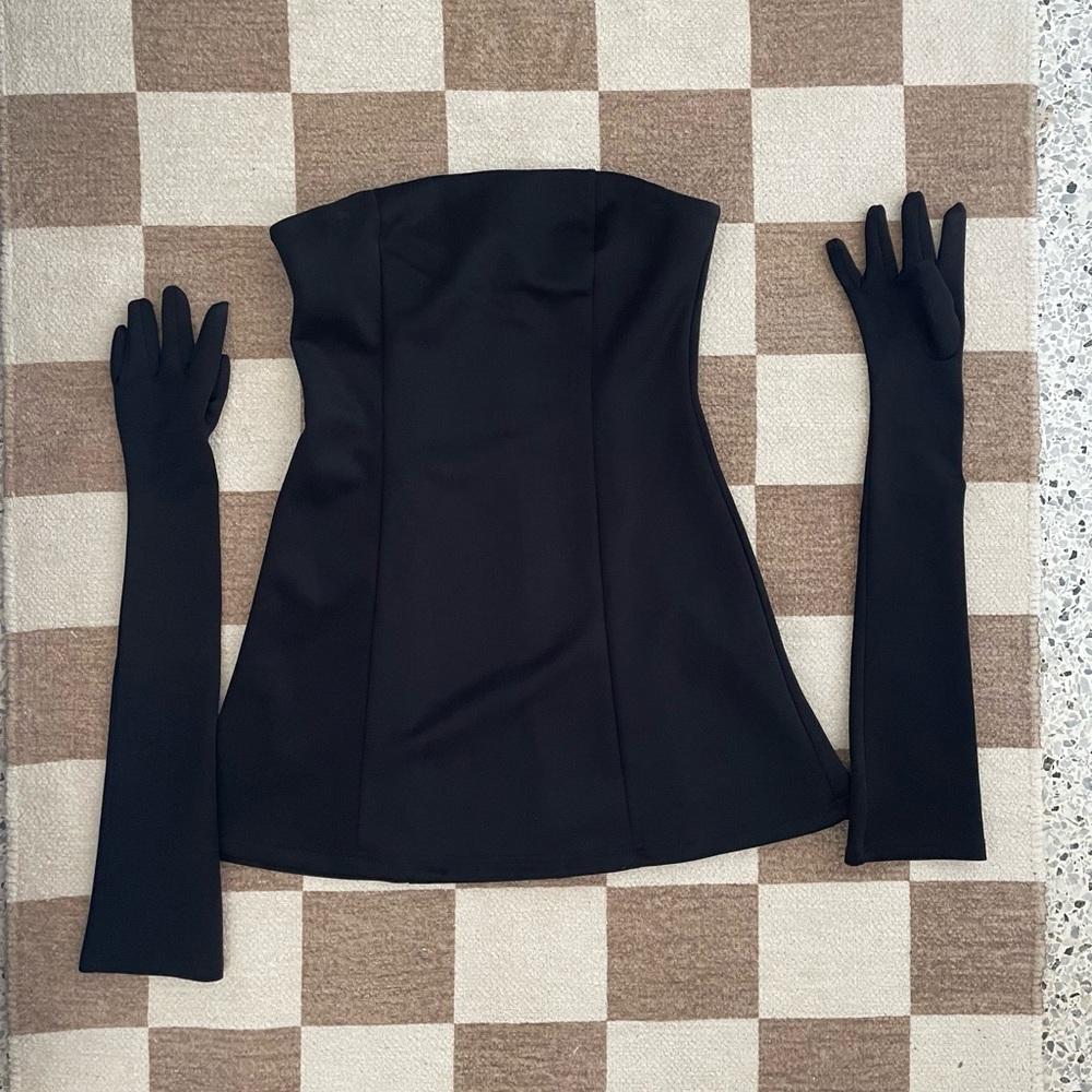 MISCREANTS size UK 12/US 8 Cupid Dress & Gloves - Black